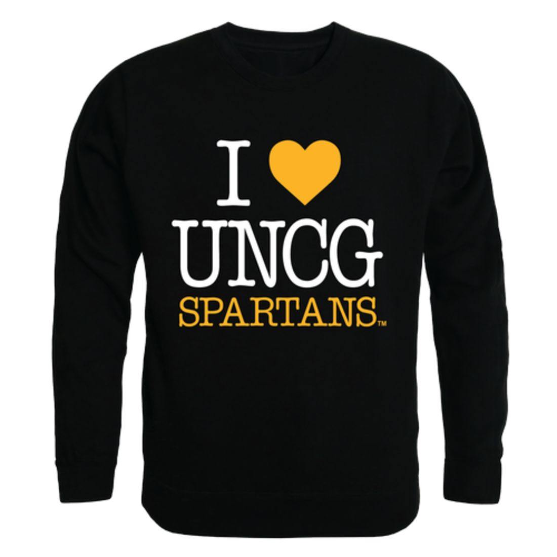 I Love UNCG University of North Carolina at Greensboro Spartans Crewneck Pullover Sweatshirt Sweater