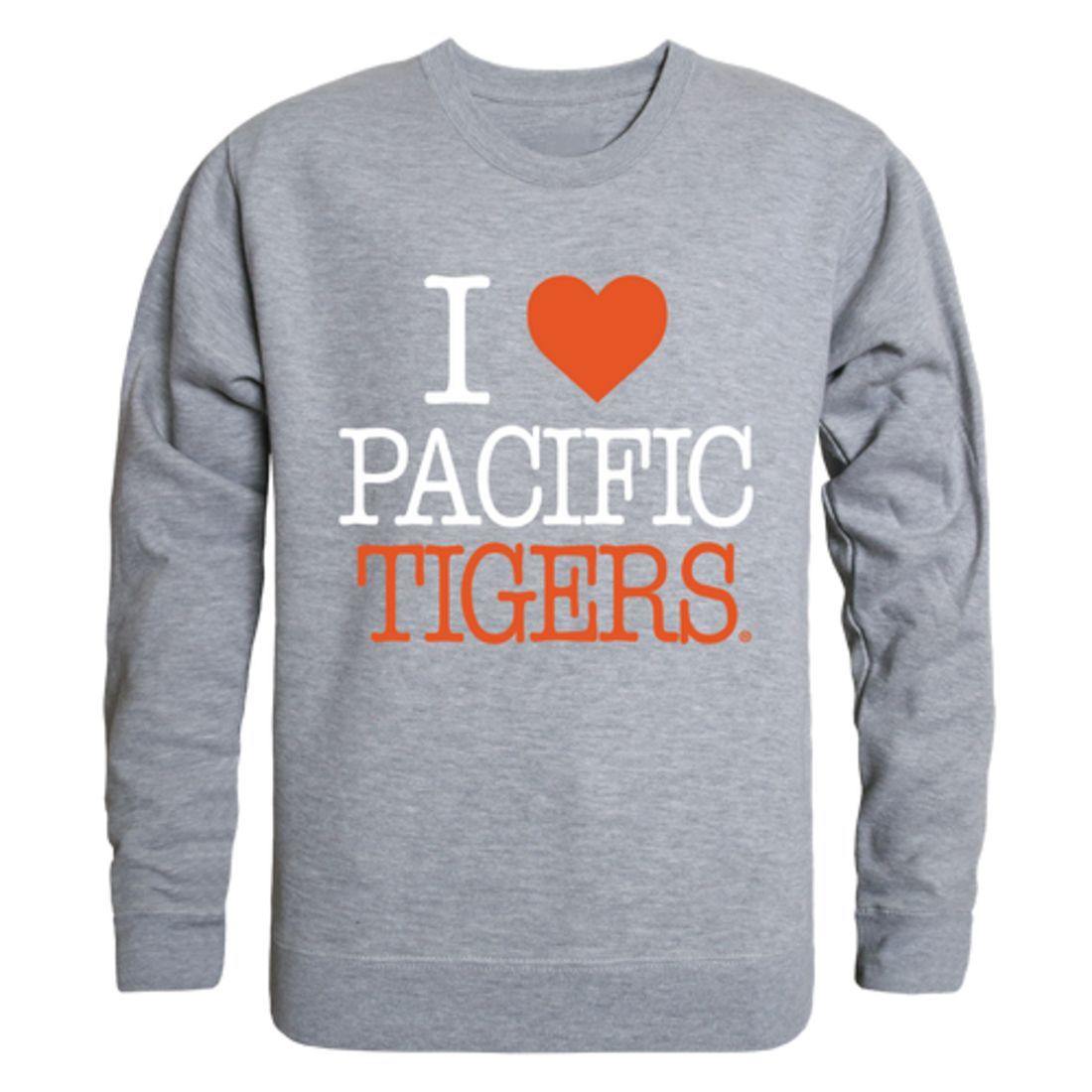 I Love University of the Pacific Tigers Crewneck Pullover Sweatshirt Sweater