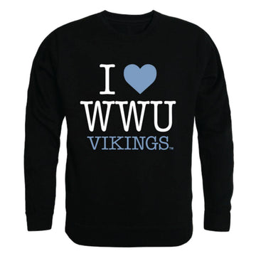 I Love WWU Western Washington University Vikings Crewneck Pullover Sweatshirt Sweater