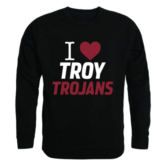 I Love Troy University Trojans Crewneck Pullover Sweatshirt Sweater
