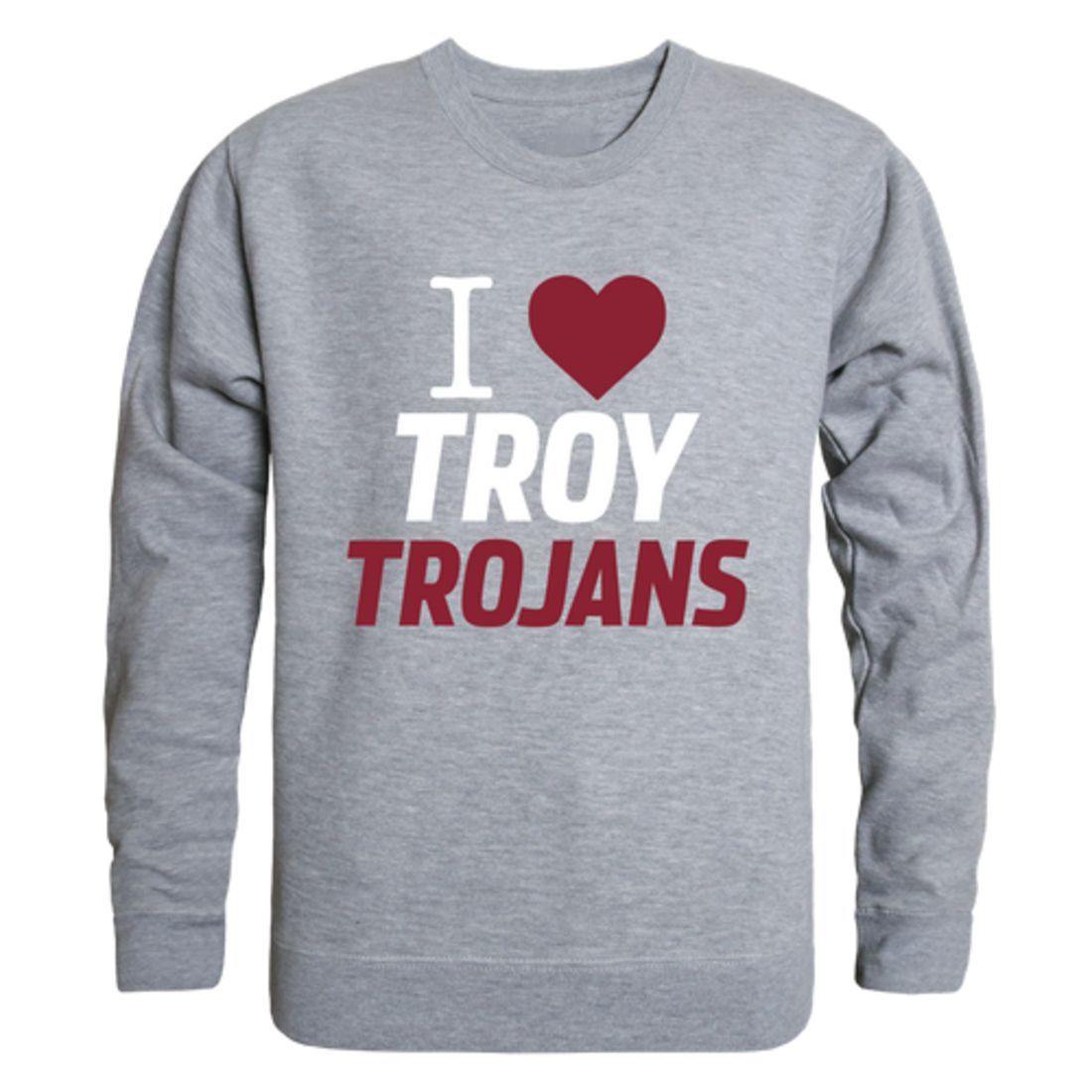 I Love Troy University Trojans Crewneck Pullover Sweatshirt Sweater