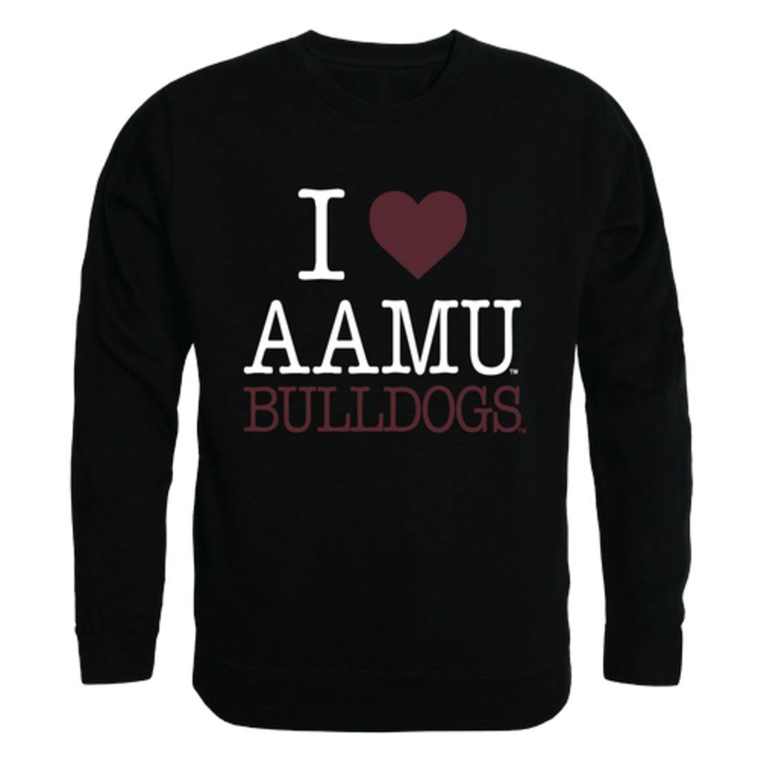 I Love AAMU Alabama A&M University Bulldogs Crewneck Pullover Sweatshirt Sweater