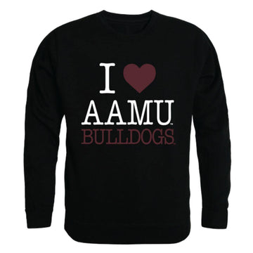 I Love AAMU Alabama A&M University Bulldogs Crewneck Pullover Sweatshirt Sweater
