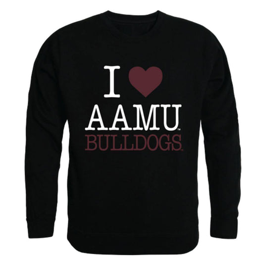 I Love AAMU Alabama A&M University Bulldogs Crewneck Pullover Sweatshirt Sweater
