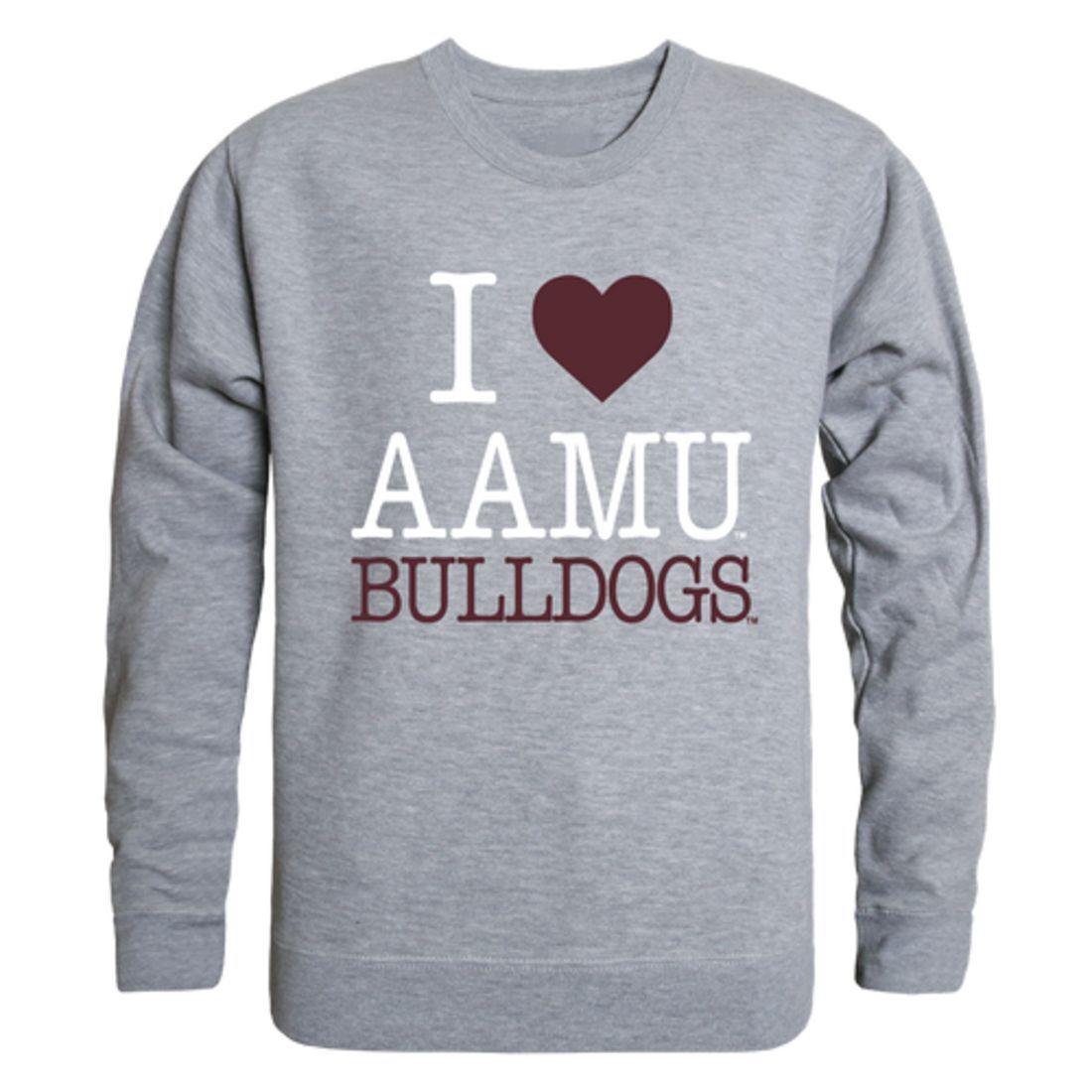 I Love AAMU Alabama A&M University Bulldogs Crewneck Pullover Sweatshirt Sweater