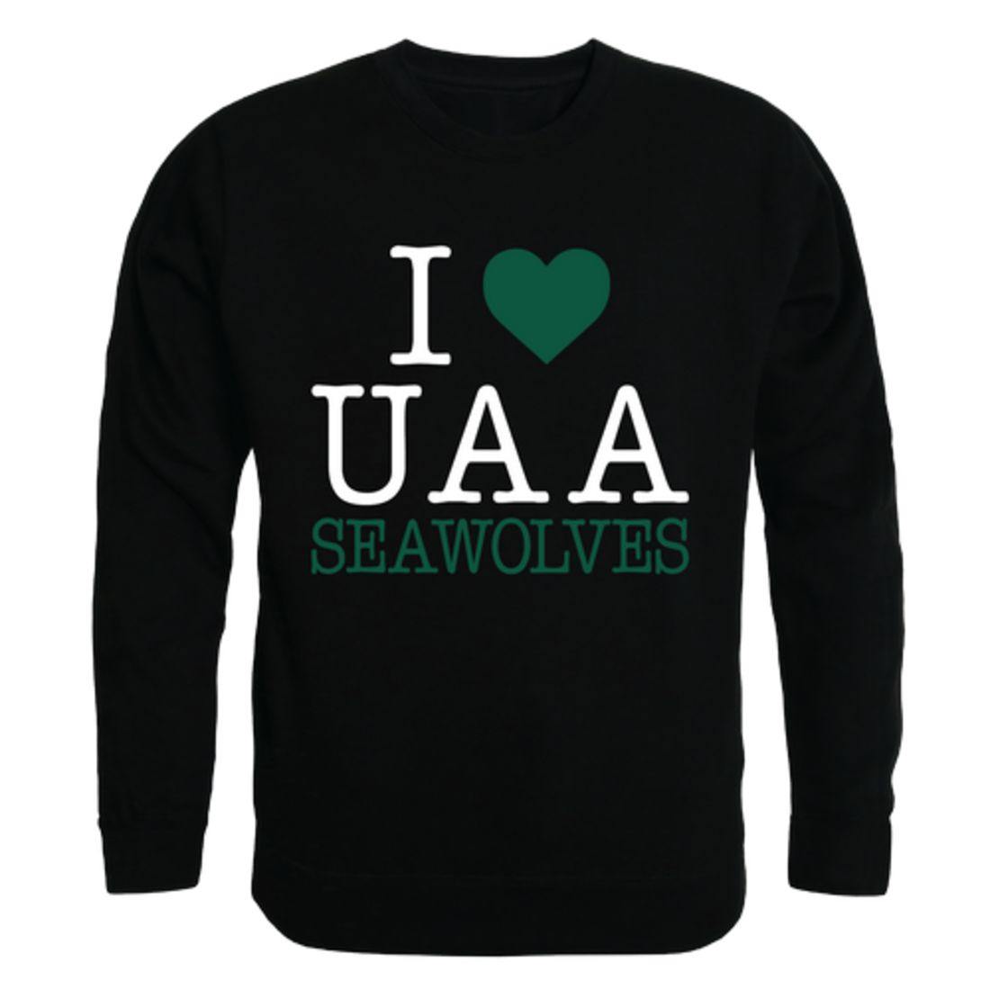 I Love UAA University of Alaska Anchorage Sea Wolves Crewneck Pullover Sweatshirt Sweater