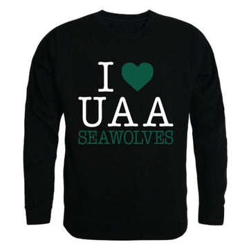 I Love UAA University of Alaska Anchorage Sea Wolves Crewneck Pullover Sweatshirt Sweater