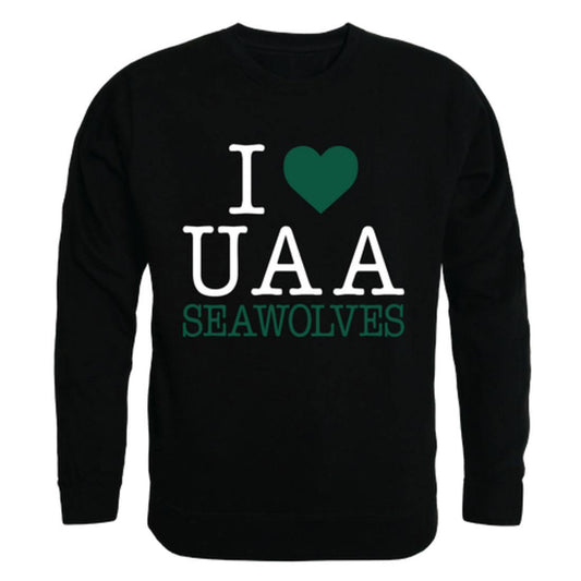 I Love UAA University of Alaska Anchorage Sea Wolves Crewneck Pullover Sweatshirt Sweater