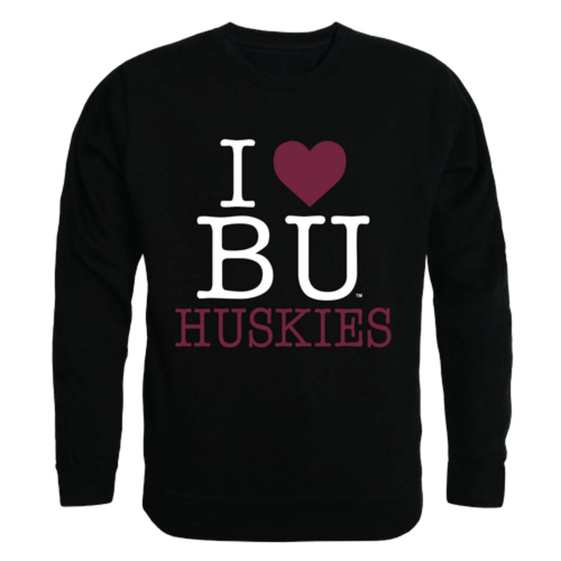 I Love Bloomsburg University Huskies Crewneck Pullover Sweatshirt Sweater