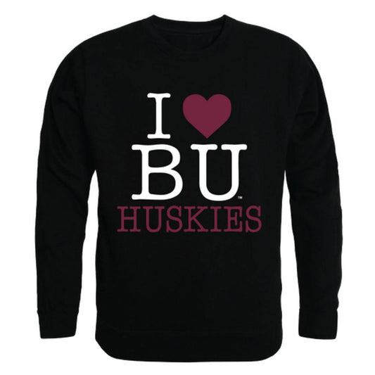 I Love Bloomsburg University Huskies Crewneck Pullover Sweatshirt Sweater