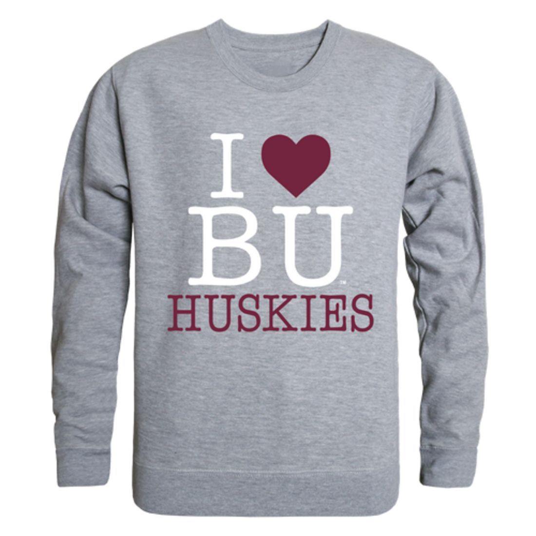 I Love Bloomsburg University Huskies Crewneck Pullover Sweatshirt Sweater