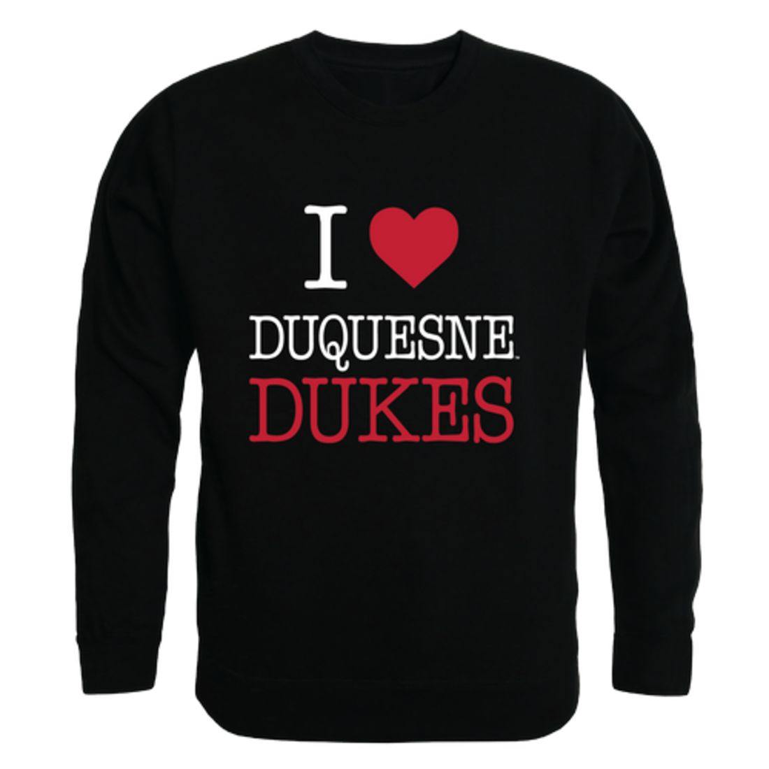 I Love Duquesne University Dukes Crewneck Pullover Sweatshirt Sweater