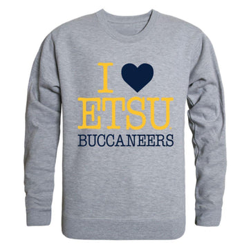 I Love ETSU East Tennessee State University Buccaneers Crewneck Pullover Sweatshirt Sweater