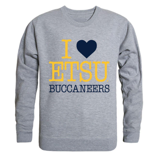 I Love ETSU East Tennessee State University Buccaneers Crewneck Pullover Sweatshirt Sweater