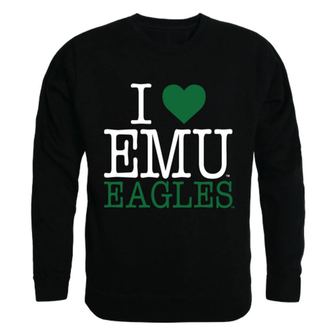 I Love EMU Eastern Michigan University Eagles Crewneck Pullover Sweatshirt Sweater