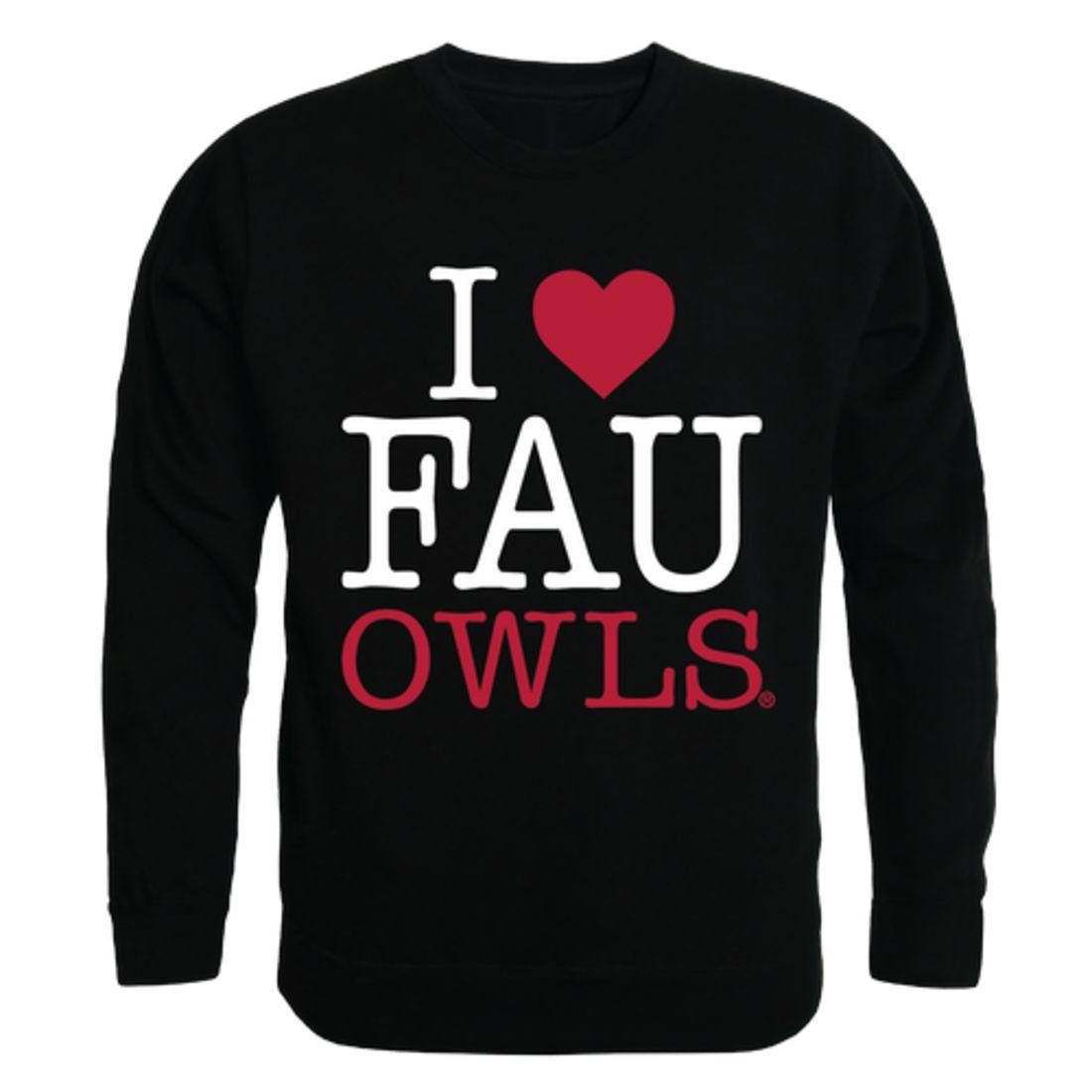 I Love FAU Florida Atlantic University Owls Crewneck Pullover Sweatshirt Sweater
