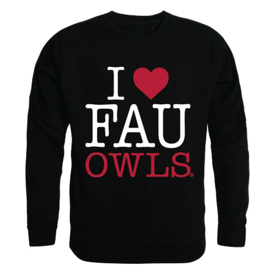 I Love FAU Florida Atlantic University Owls Crewneck Pullover Sweatshirt Sweater