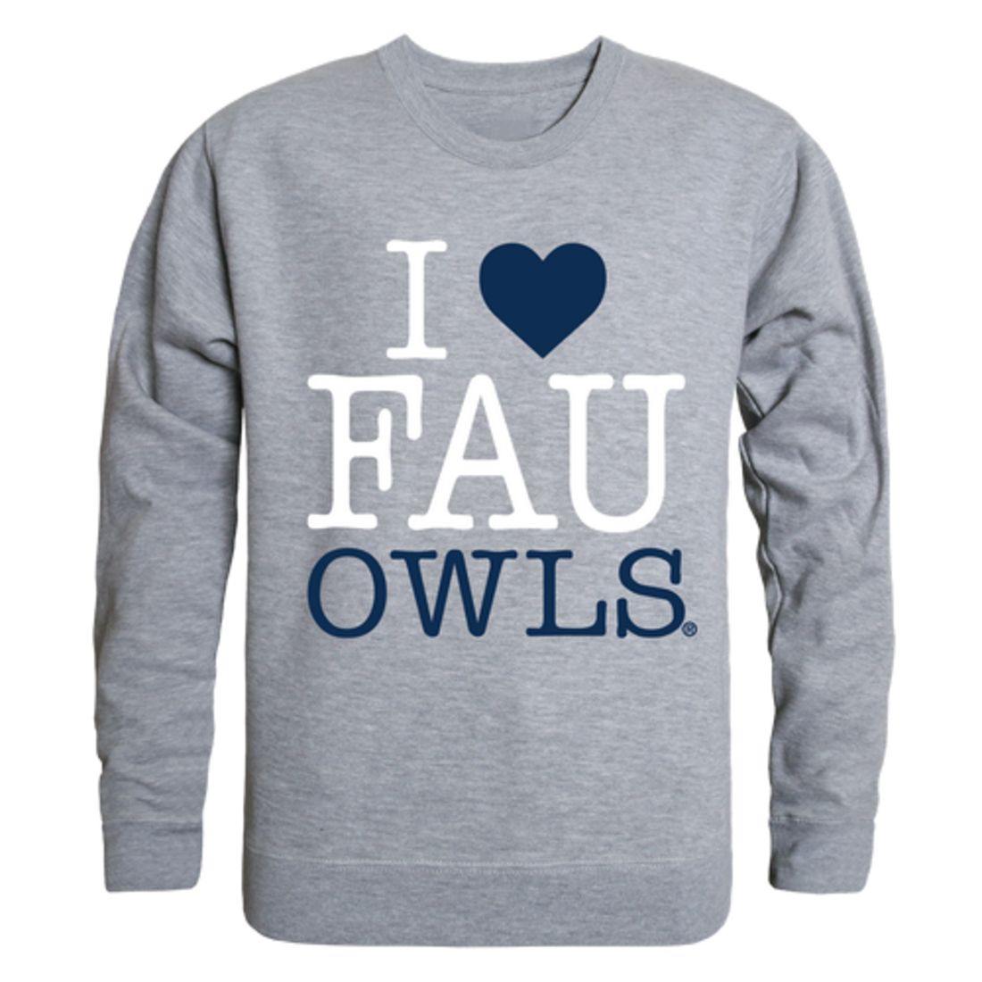 I Love FAU Florida Atlantic University Owls Crewneck Pullover Sweatshirt Sweater