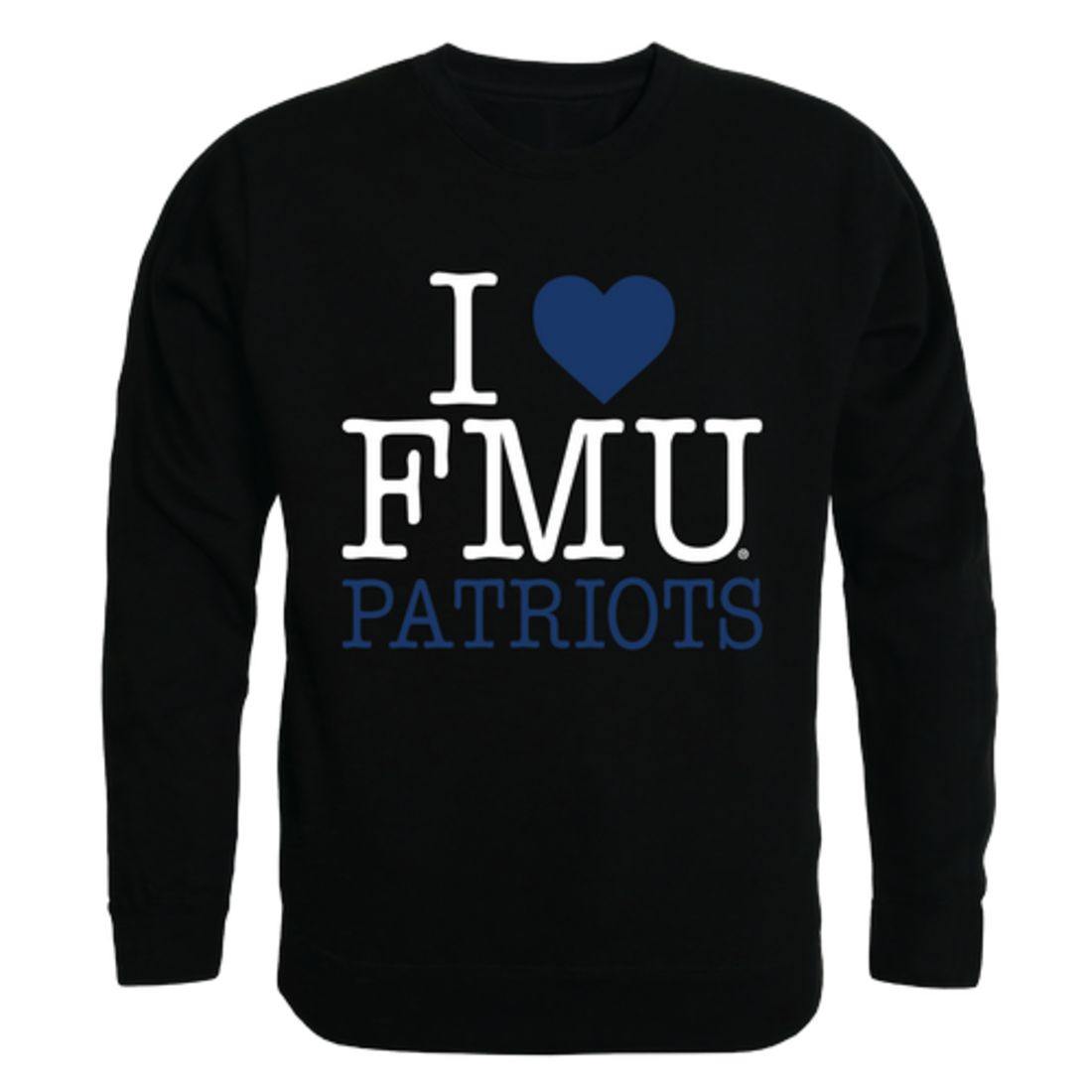 I Love FMU Francis Marion University Patriots Crewneck Pullover Sweatshirt Sweater