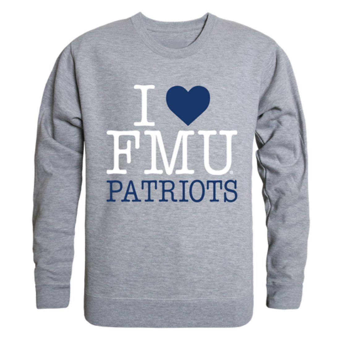 I Love FMU Francis Marion University Patriots Crewneck Pullover Sweatshirt Sweater