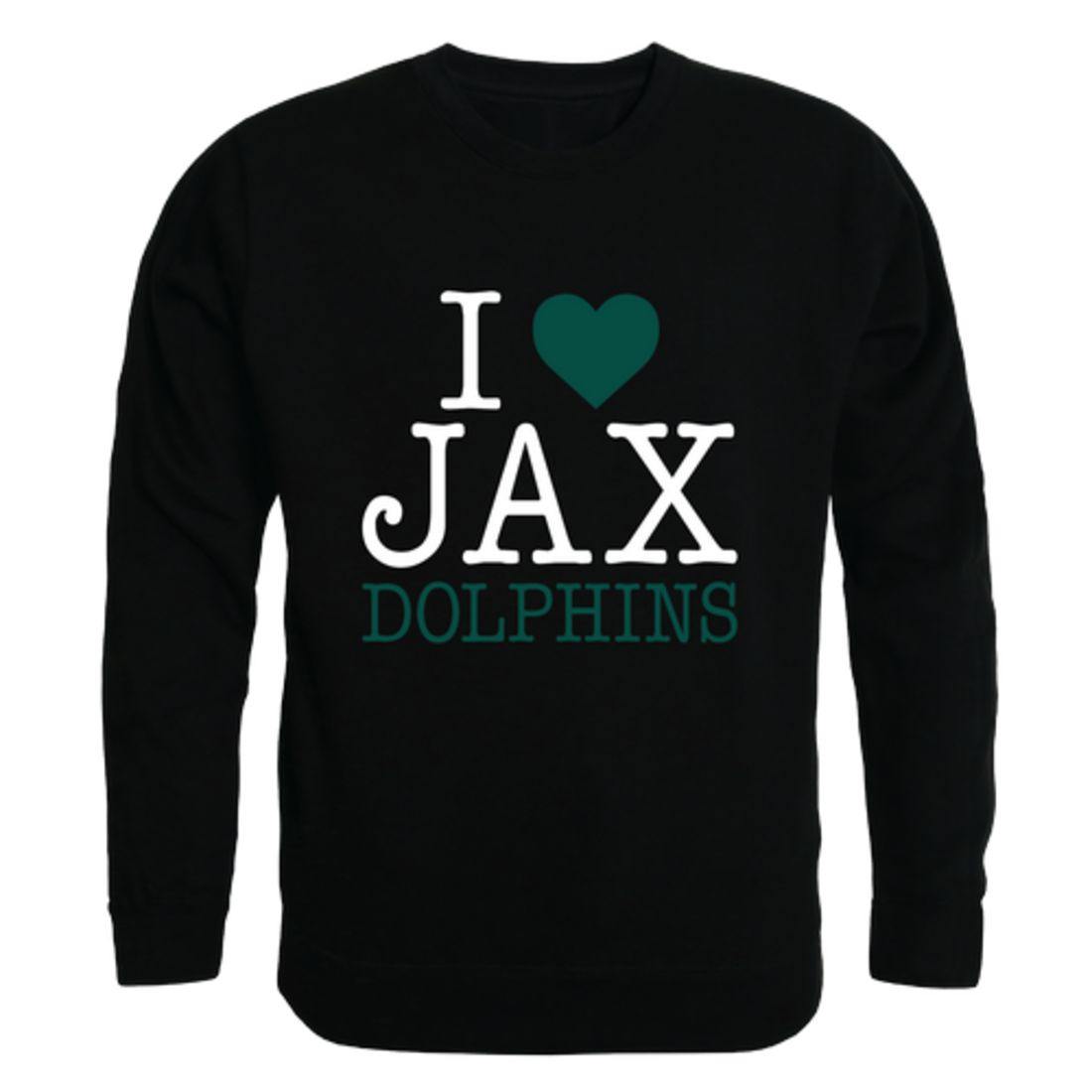 I Love JU Jacksonville University Dolphin Crewneck Pullover Sweatshirt Sweater