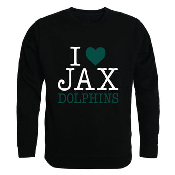 I Love JU Jacksonville University Dolphin Crewneck Pullover Sweatshirt Sweater