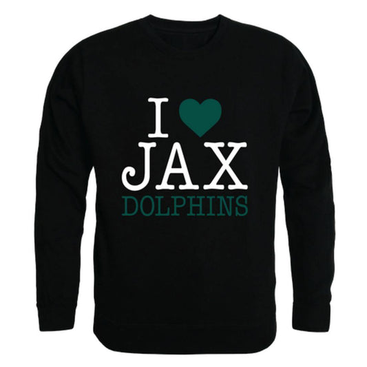 I Love JU Jacksonville University Dolphin Crewneck Pullover Sweatshirt Sweater
