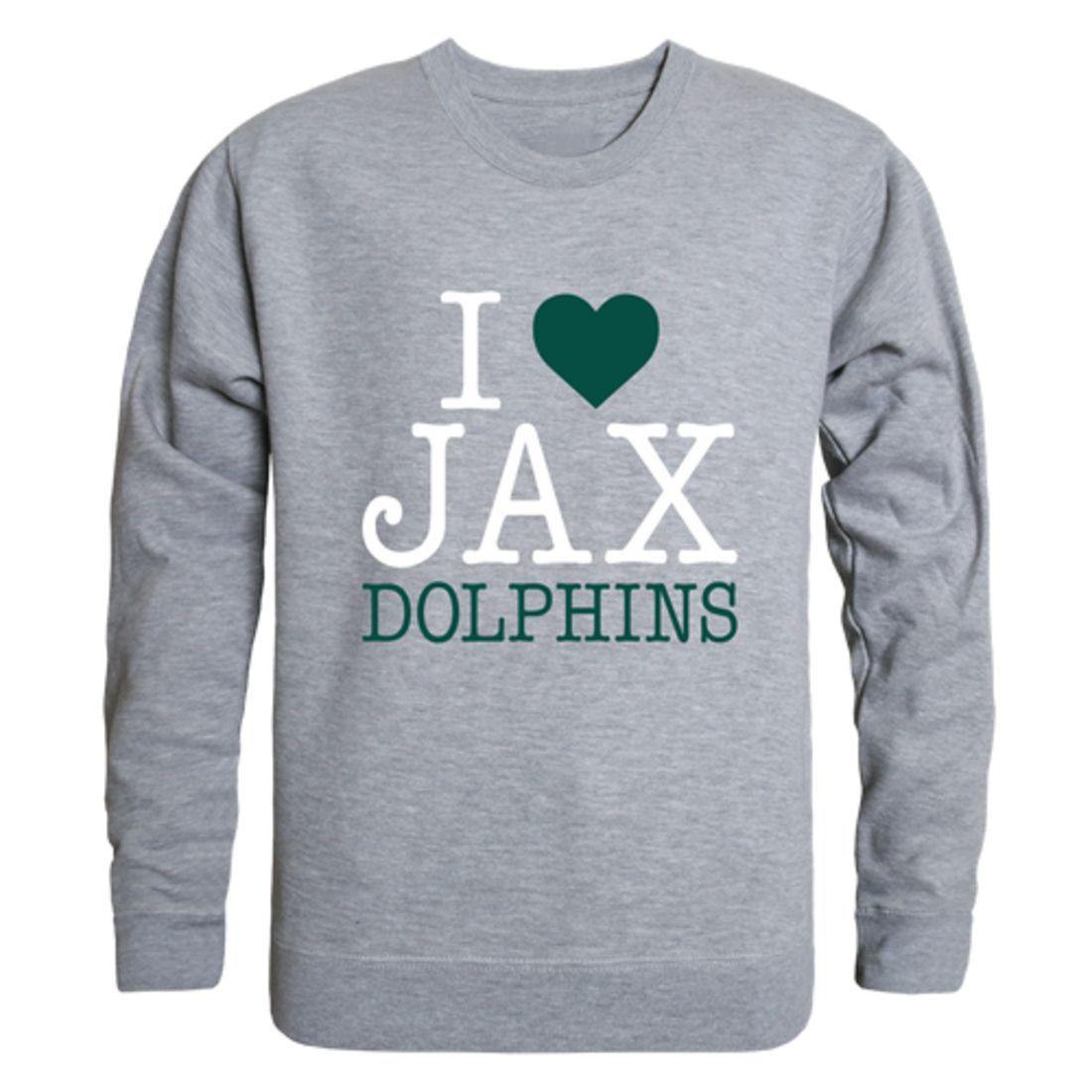 I Love JU Jacksonville University Dolphin Crewneck Pullover Sweatshirt Sweater