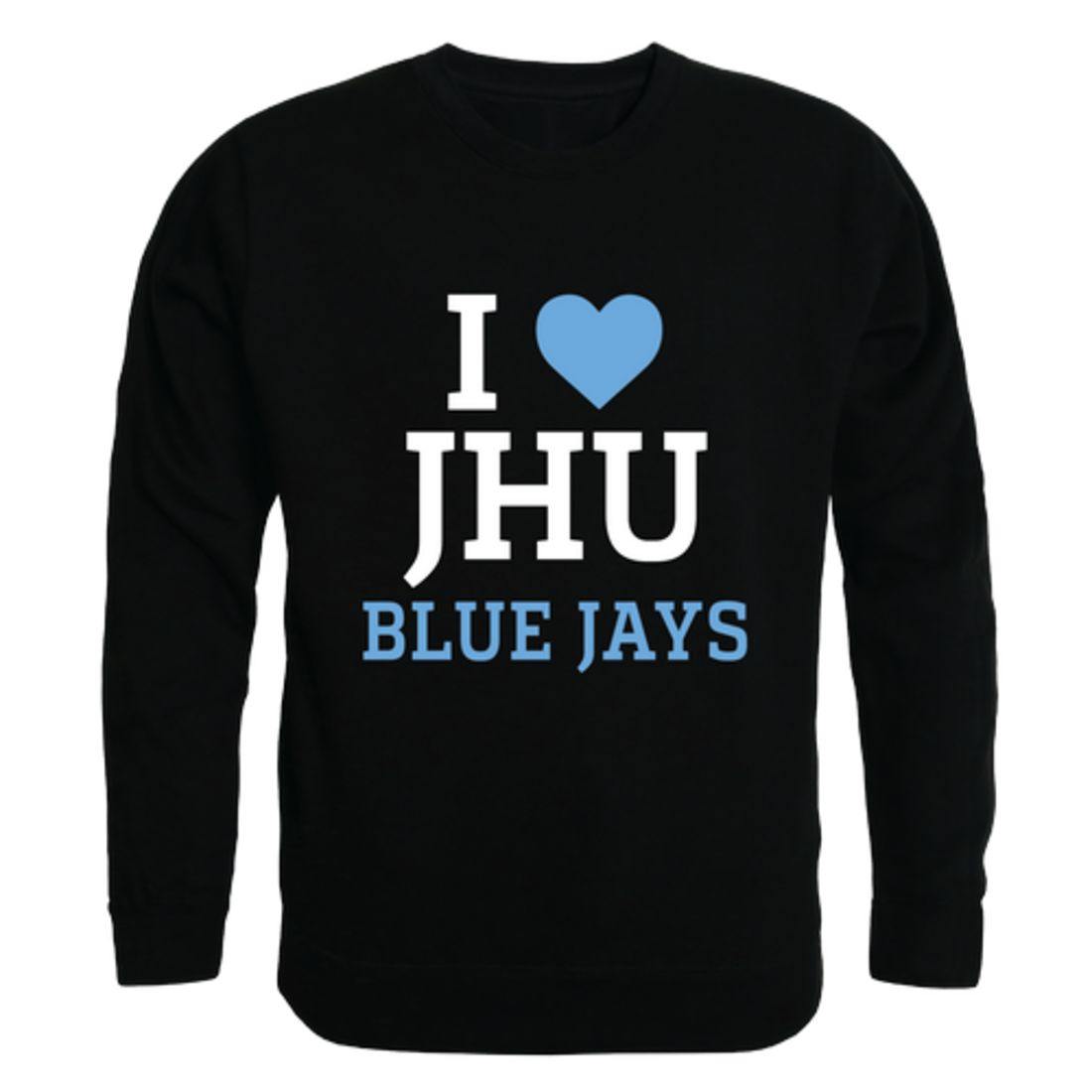 I Love JHU Johns Hopkins University Blue Jays Crewneck Pullover Sweatshirt Sweater