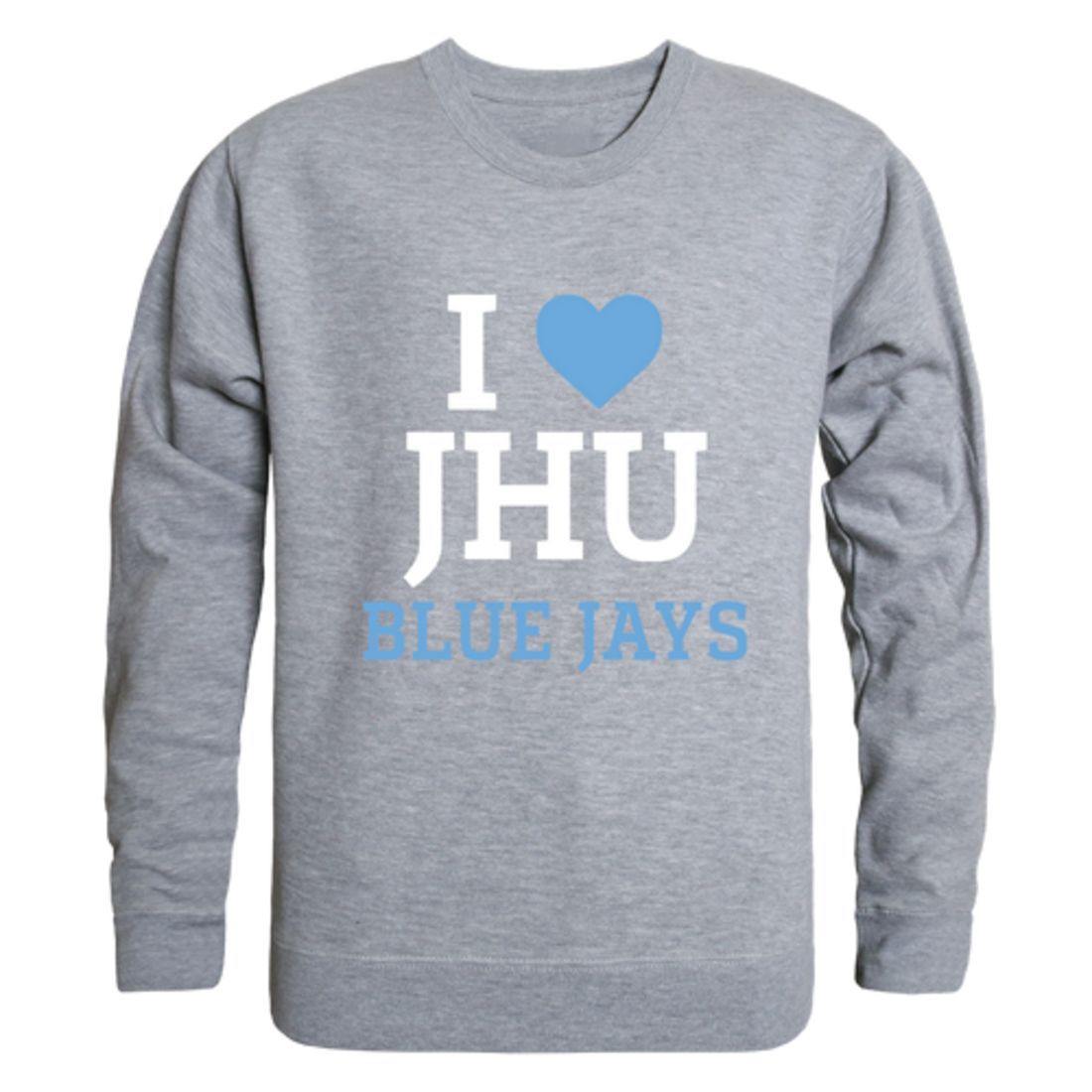 I Love JHU Johns Hopkins University Blue Jays Crewneck Pullover Sweatshirt Sweater