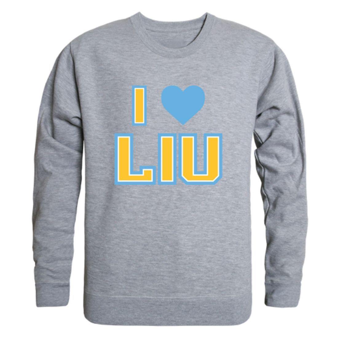 I Love LIU Long Island University Post Pioneers Crewneck Pullover Sweatshirt Sweater