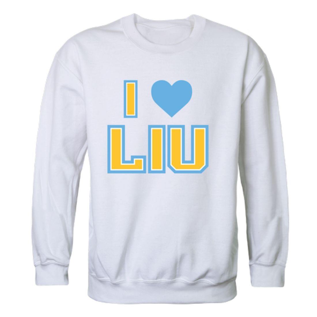 I Love LIU Long Island University Post Pioneers Crewneck Pullover Sweatshirt Sweater