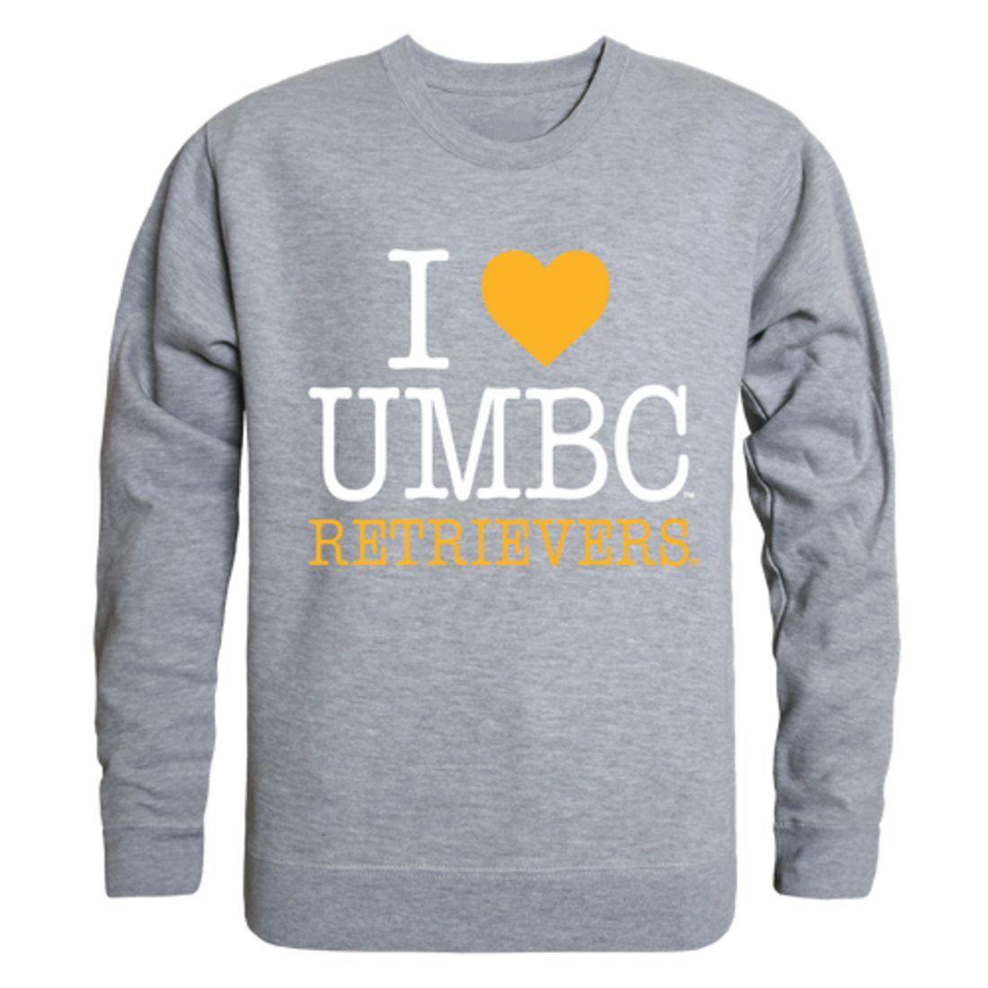 I Love UMBC University of Maryland Baltimore Retrievers Crewneck Pullover Sweatshirt Sweater