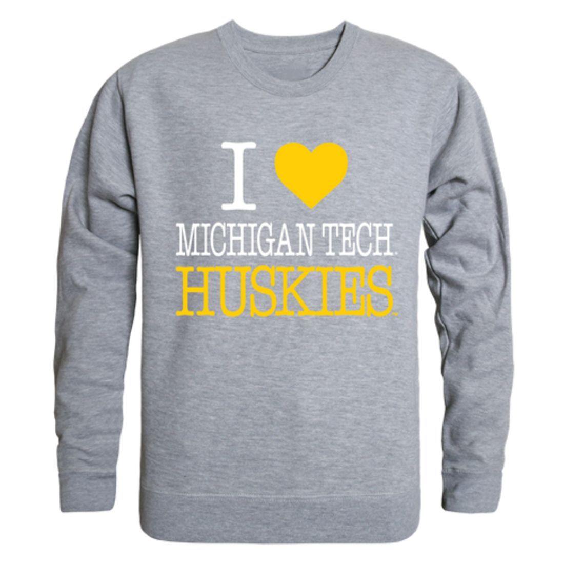 I Love Michigan Technological University Huskies Crewneck Pullover Sweatshirt Sweater