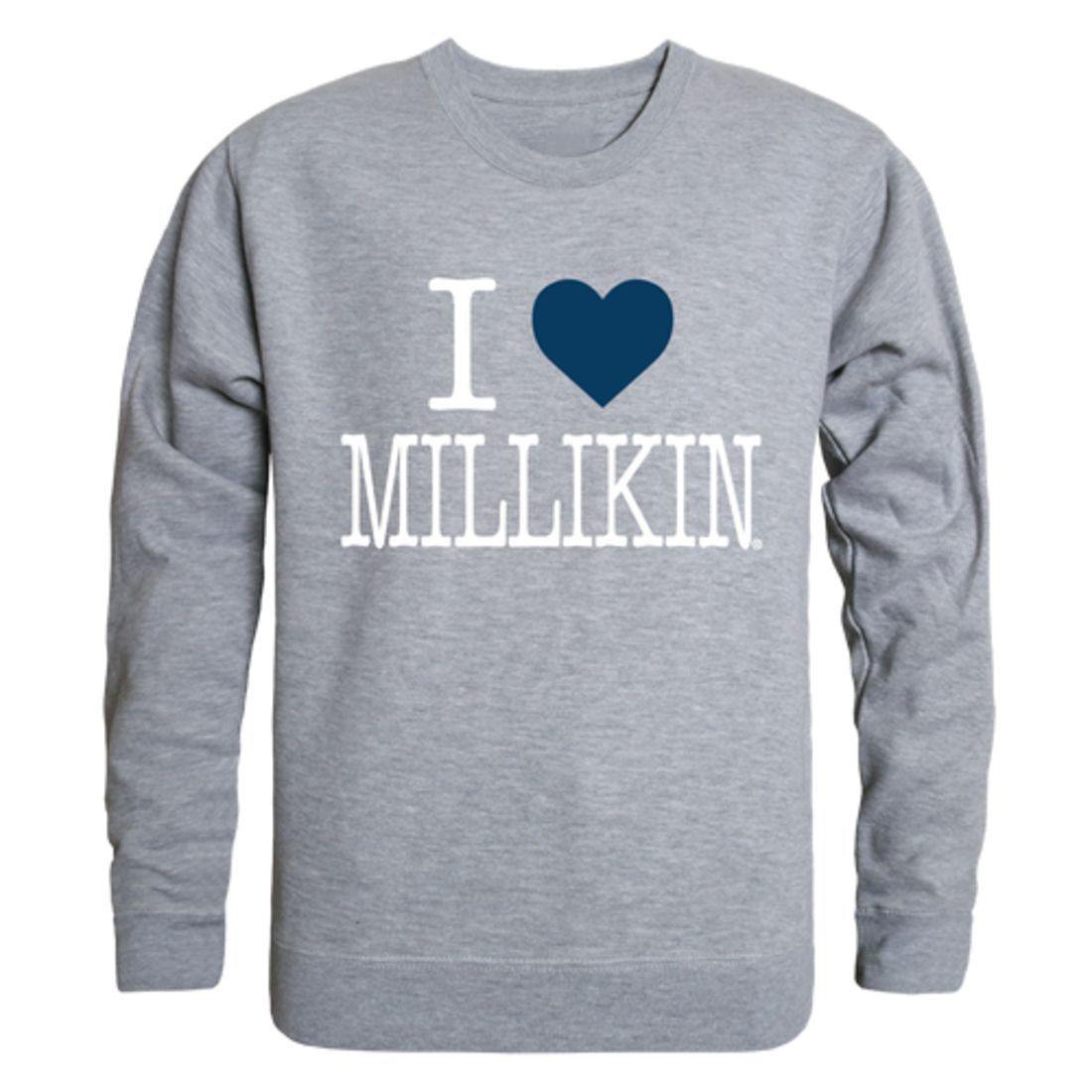 I Love Millikin University Big Blue Crewneck Pullover Sweatshirt Sweater