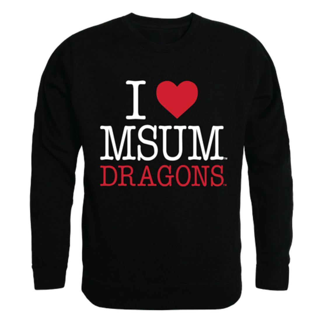 I Love MSUM Minnesota State University Moorhead Dragons Crewneck Pullover Sweatshirt Sweater