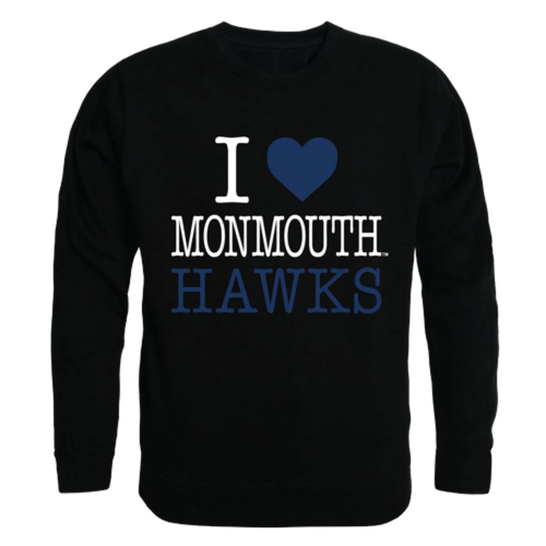 I Love Monmouth University Hawks Crewneck Pullover Sweatshirt Sweater
