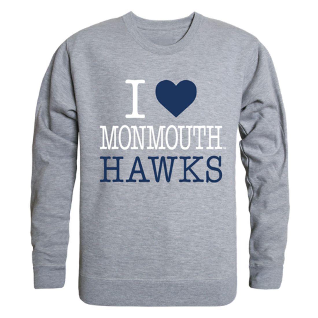 I Love Monmouth University Hawks Crewneck Pullover Sweatshirt Sweater