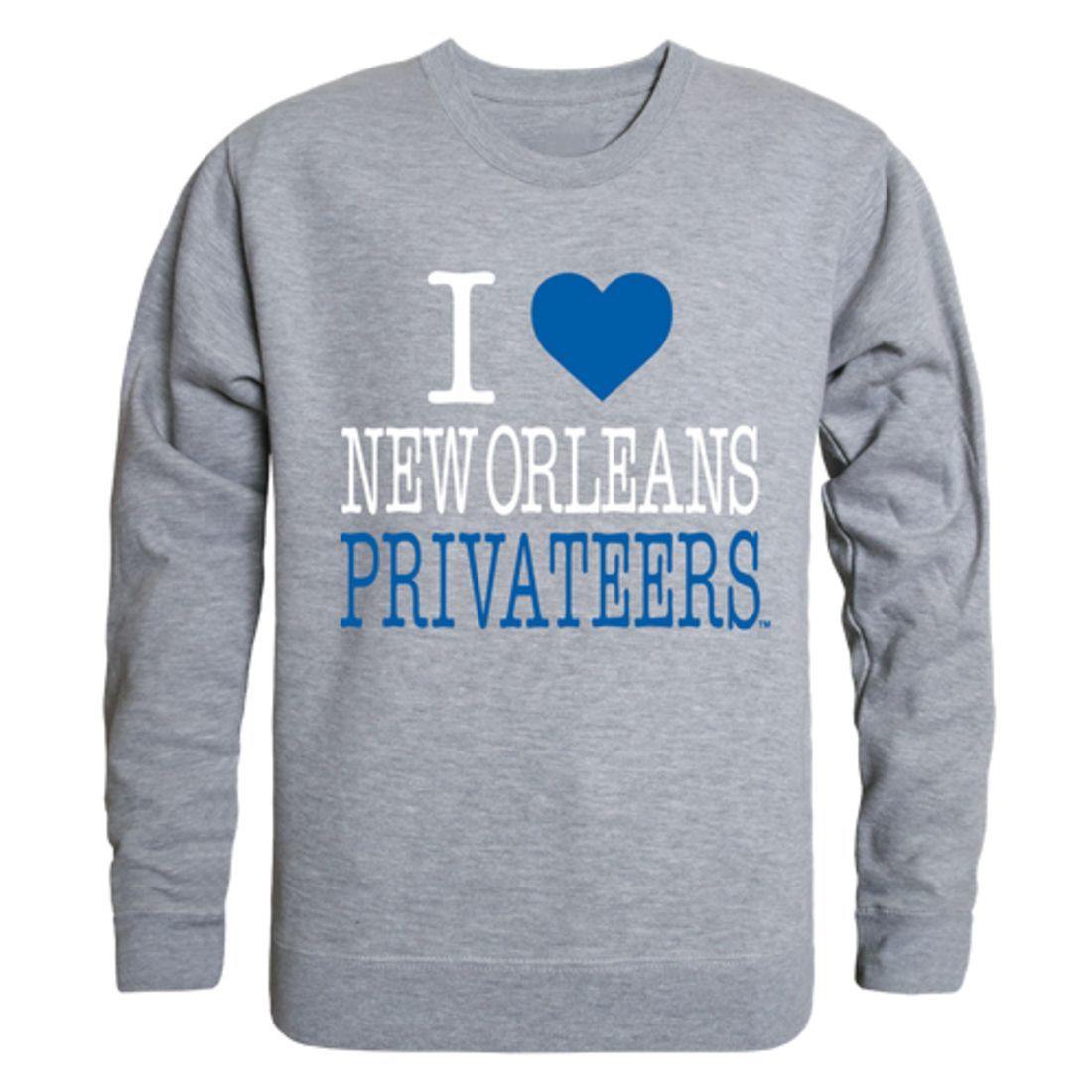 I Love UNO University of New Orleans Privateers Crewneck Pullover Sweatshirt Sweater
