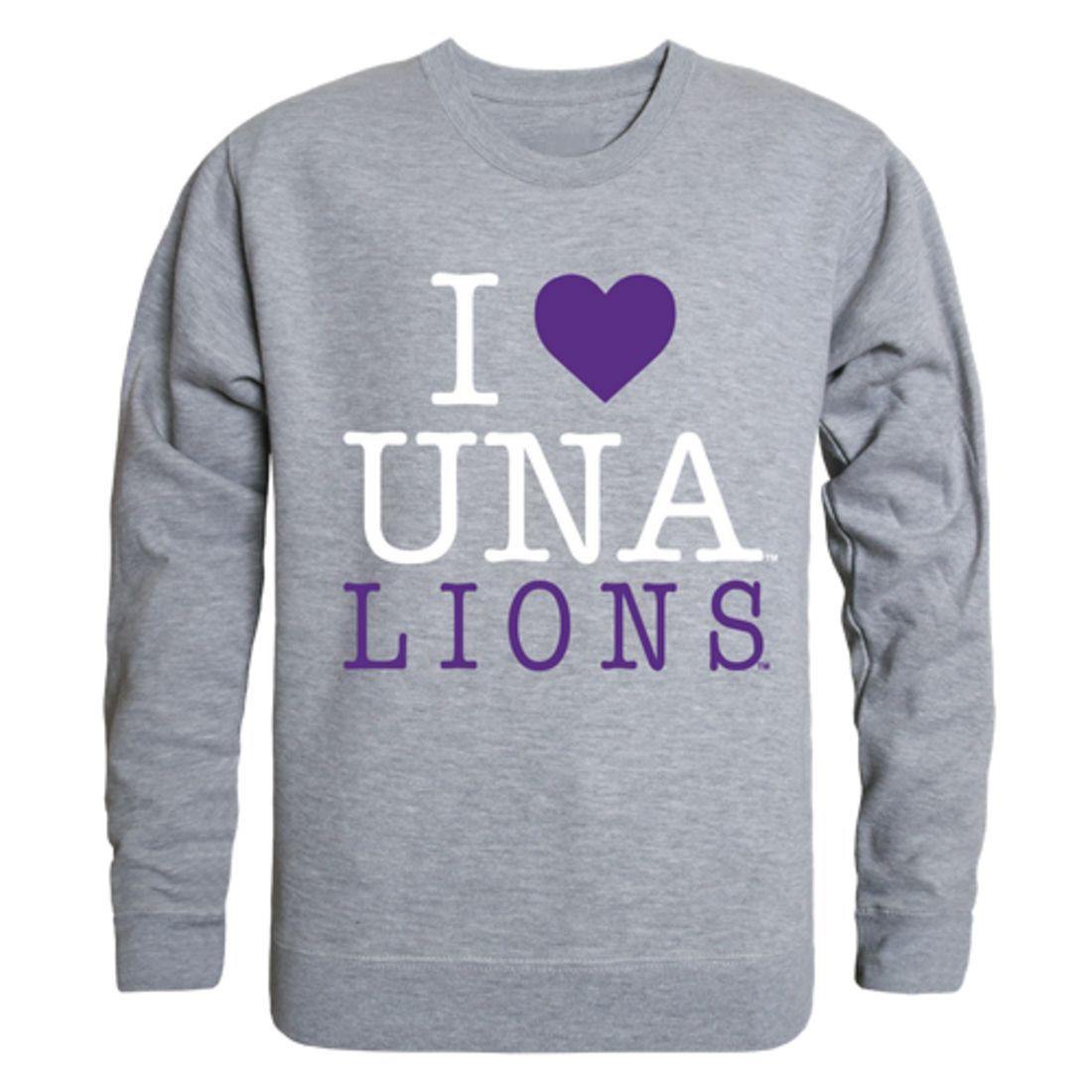 I Love UNA University of North Alabama Lions Crewneck Pullover Sweatshirt Sweater