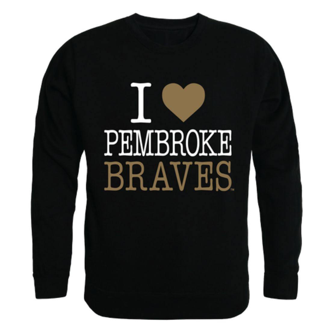 I Love UNCP University of North Carolina at Pembroke Braves Crewneck Pullover Sweatshirt Sweater
