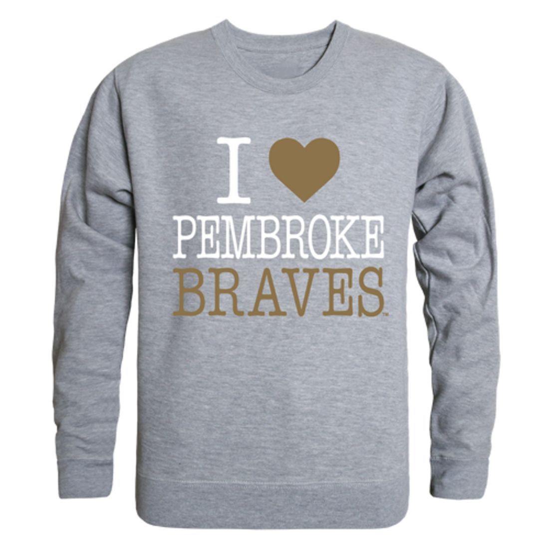 I Love UNCP University of North Carolina at Pembroke Braves Crewneck Pullover Sweatshirt Sweater