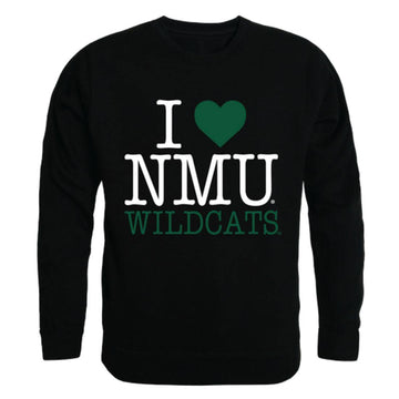 I Love NMU Northern Michigan University Wildcats Crewneck Pullover Sweatshirt Sweater