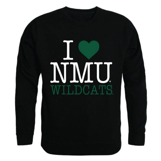 I Love NMU Northern Michigan University Wildcats Crewneck Pullover Sweatshirt Sweater