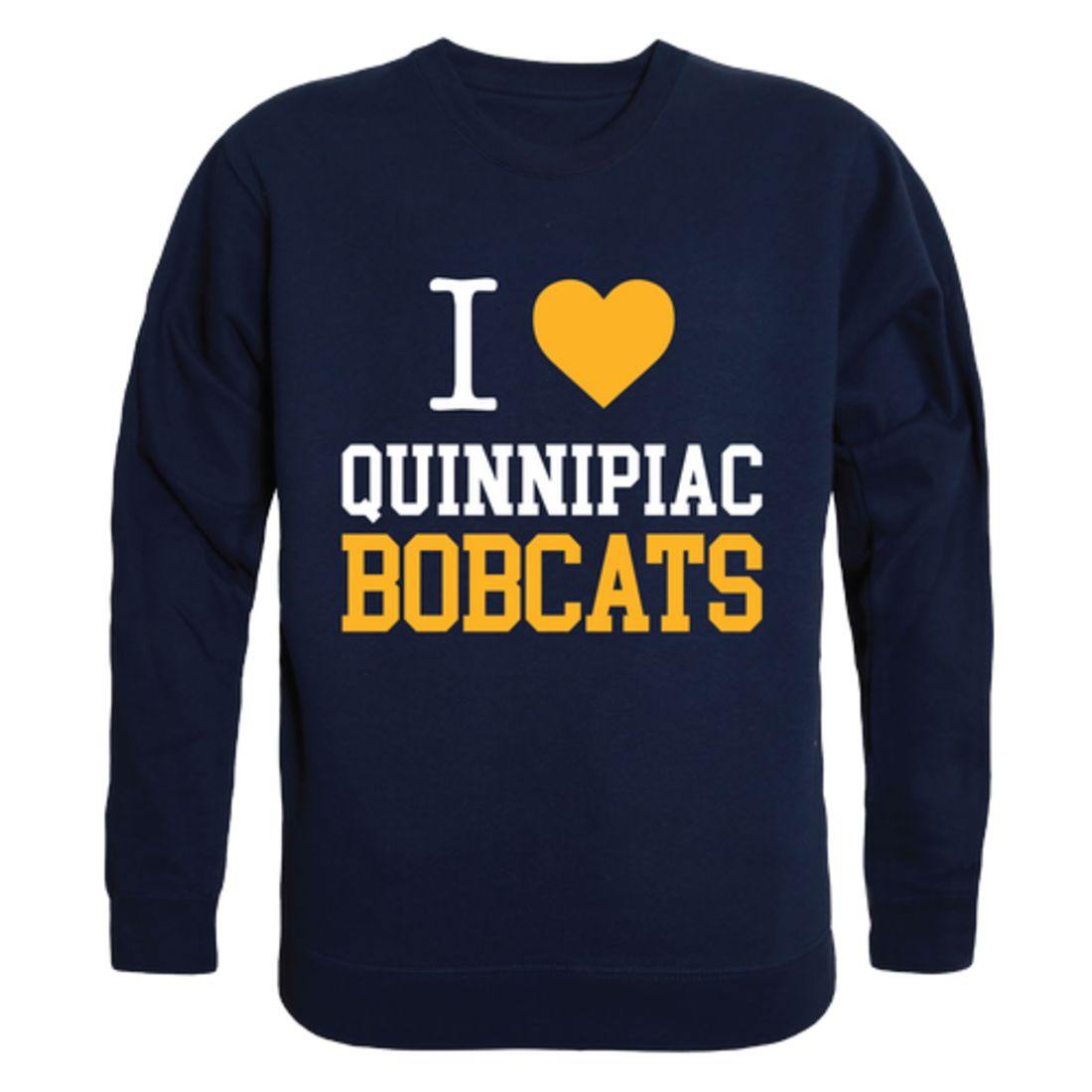 I Love QU Quinnipiac University Bobcats Crewneck Pullover Sweatshirt Sweater