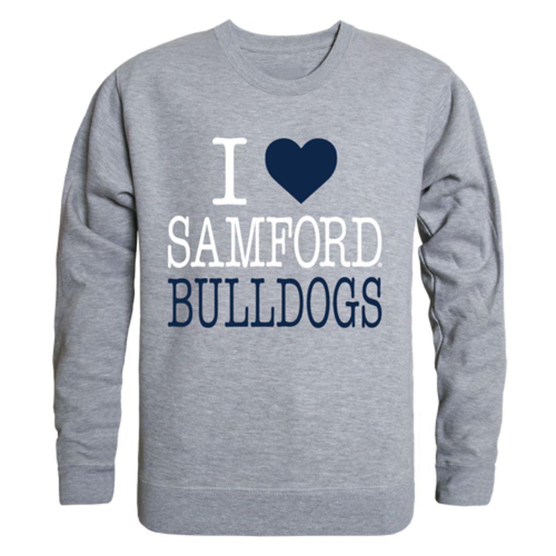 I Love Samford University Bulldogs Crewneck Pullover Sweatshirt Sweater