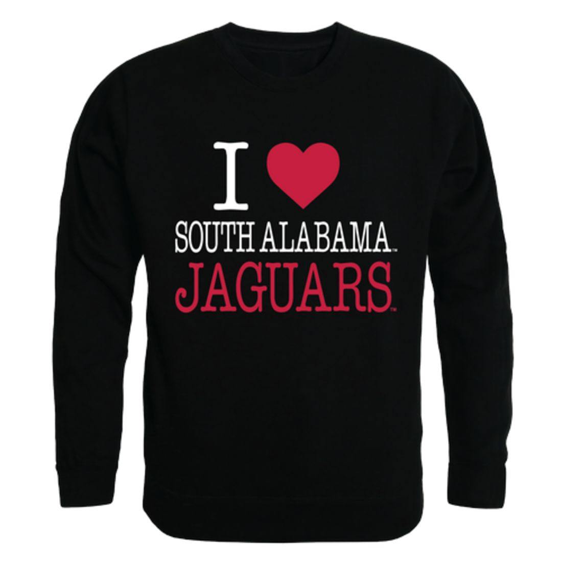I Love University of South Alabama Jaguars Crewneck Pullover Sweatshirt Sweater