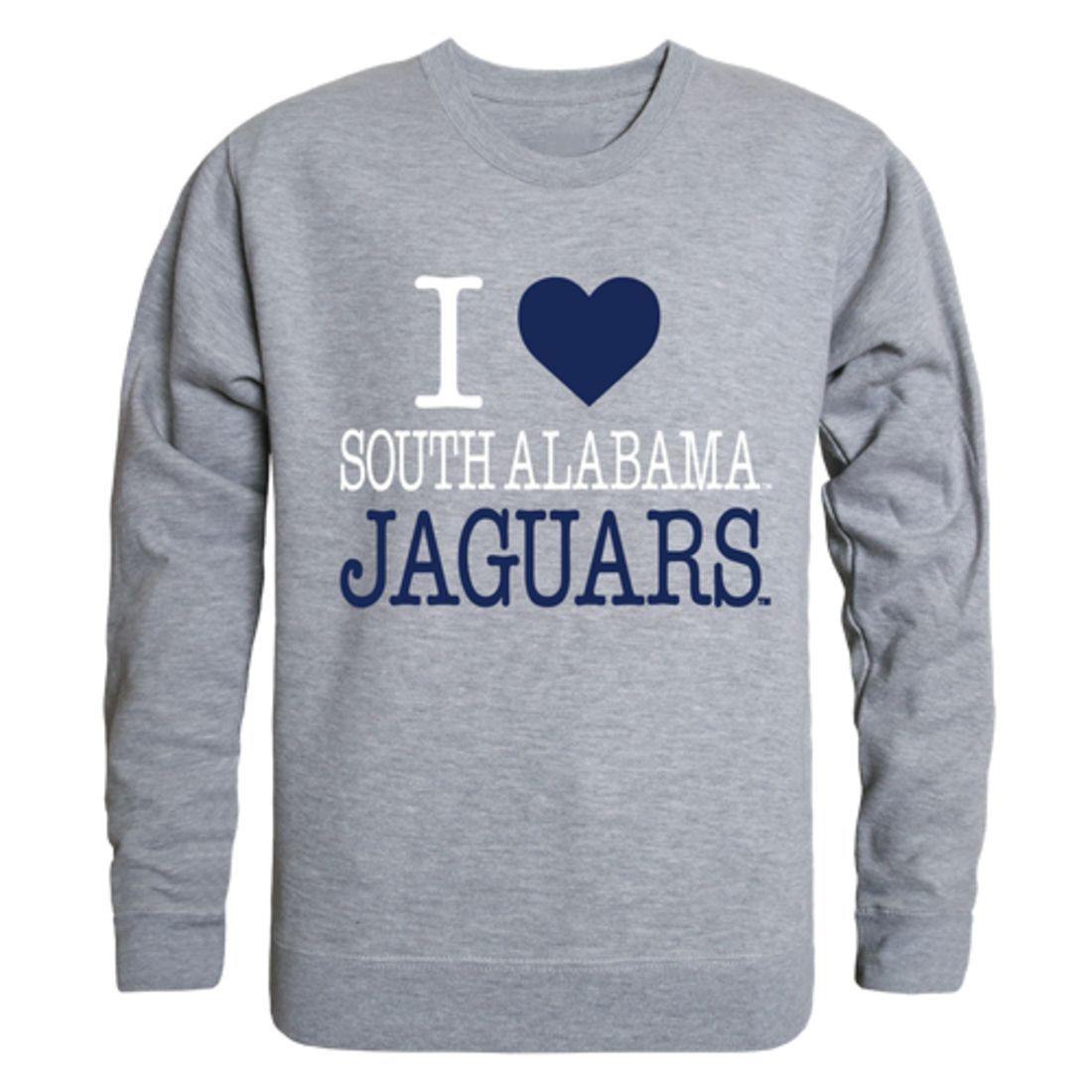 I Love University of South Alabama Jaguars Crewneck Pullover Sweatshirt Sweater