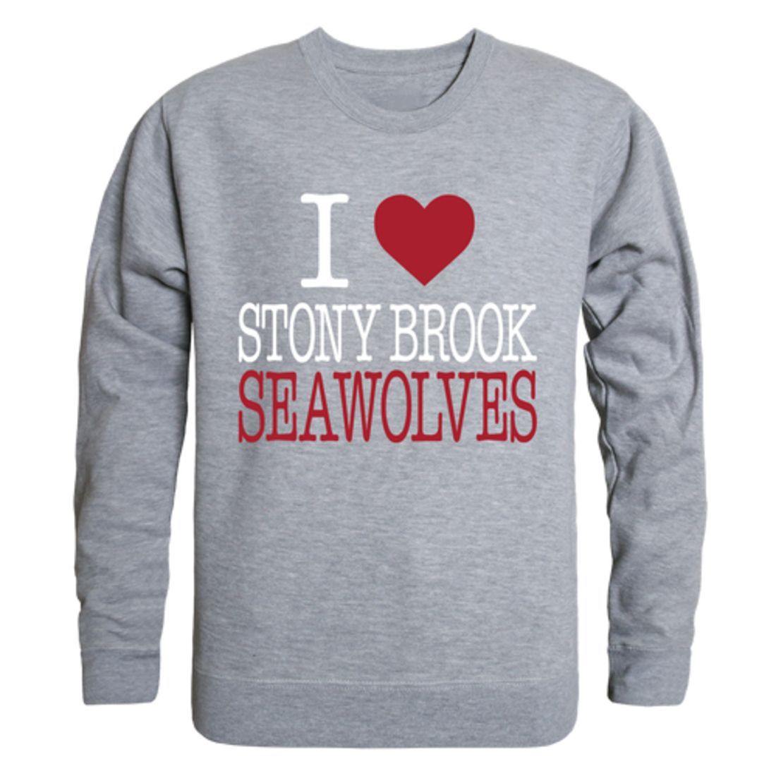 I Love Stony Brook University Seawolves Crewneck Pullover Sweatshirt Sweater