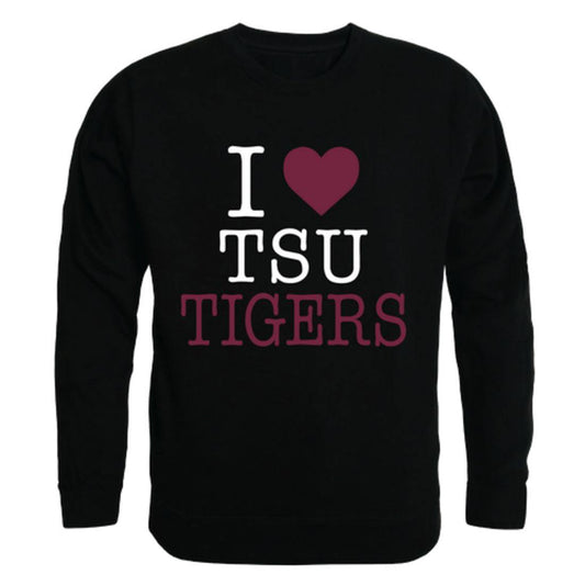 I Love TSU Texas Southern University Tigers Crewneck Pullover Sweatshirt Sweater